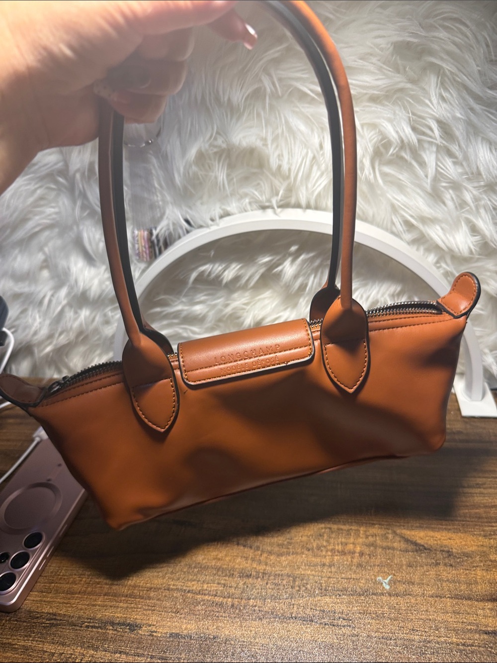 Longchamp Cognac Leather Shoulder Bag - Picture 3 of 7